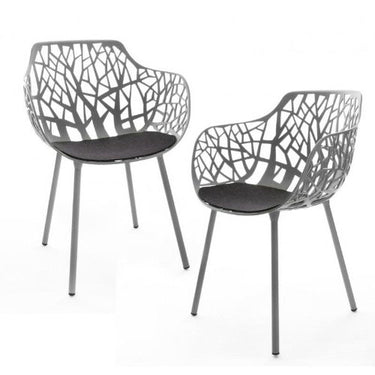 Fast Forest Gartensessel 2er-Set, grau metalic pulverbeschichtet Inkl. 2 Auflagen anthrazit im Sale